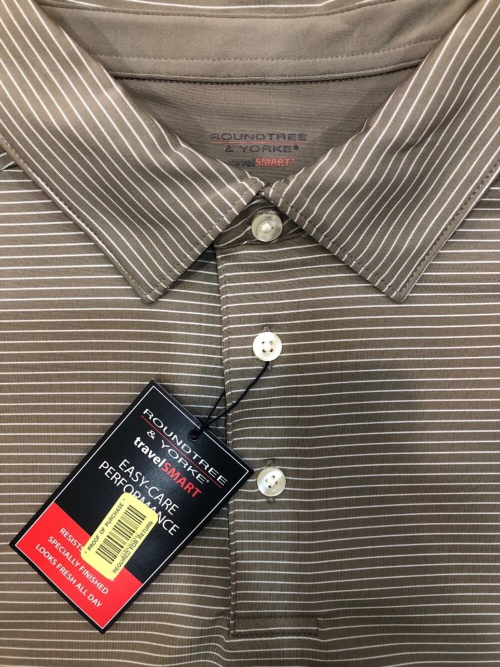NWT Roundtree & Yorke Travel Smart Striped Short Sleeve Performance Polo Size L